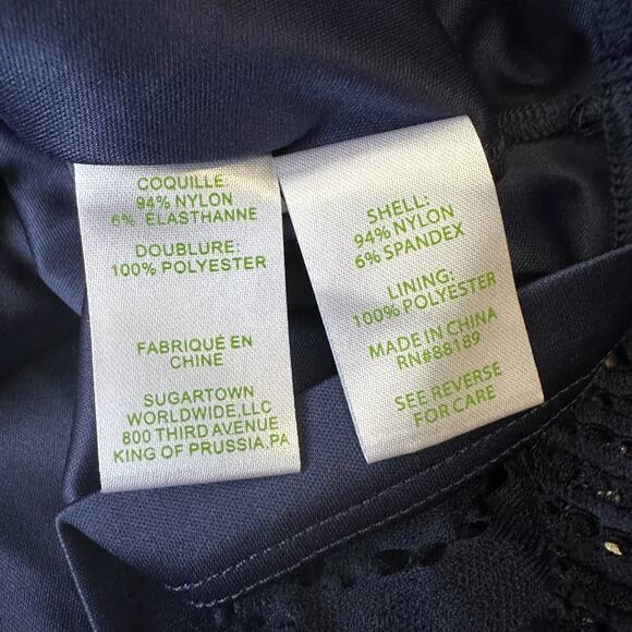 LILLY PULITZER Jade Mini Dress Navy Blue Off The Shoulder Cocktail - Picture 10 of 12